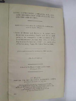  - Local Government (Ireland) Act, 1898, and Registration (Ireland) Act, 1898. (Orders and Rules) (Second Series) -  - KHS0075632