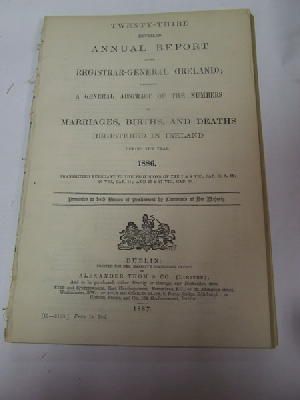  - Register of Marriages, Births and Deaths in Ireland:  Report, 1886 -  - KHS1018796