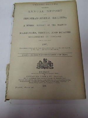  - Register of Marriages, Births and Deaths in Ireland:  Report, 1887 -  - KHS1018797