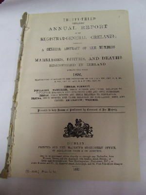  - Register of Marriages, Births, and Deaths in Ireland:  Report, 1896 -  - KHS1018819