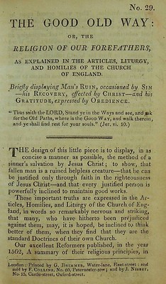  - The Good Old Way: Or, The Religion Of Our Forefathers ~ As Explained In The Articles, Liturgy, And Homilies Of The Church Of England -  - KON0770116