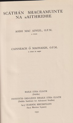 Cainneach Ó Maonaigh A Chuir In Eagar Aodh Mac Aingil A Chum - Scáthán Shacramuinte na nAithridhe -  - KTK0099725