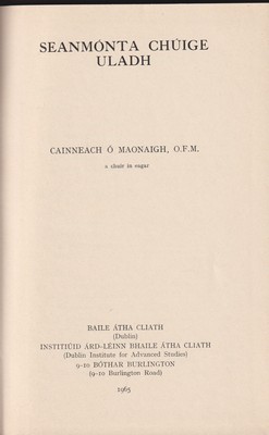 O.F.M. A Chuir In Eagar Cainneach Ó Maonaigh - Seanmonta Chúige Uladh -  - KTK0099762