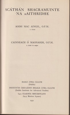 Cainneach Ó Maonaigh A Chuir In Eagar Aodh Mac Aingil Ofm do Chum - Scáthán Shacramuinte na hAithridhe -  - KTK0995786