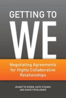 Nyden, Jeanette, Vitasek, Kate, Frydlinger, David - Getting to We: Negotiating Agreements for Highly Collaborative Relationships - 9781137297181 - V9781137297181