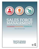 Mark W. Johnston - Sales Force Management: Leadership, Innovation, Technology - 9781138951723 - V9781138951723