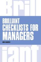 Derek Rowntree - Brilliant Checklists for Managers - 9781292083346 - V9781292083346