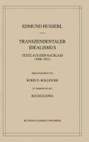 Welton - Transzendentaler Idealismus: Texte Aus Dem Nachlass (1908–1921) - 9781402018169 - V9781402018169