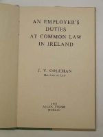 J V Coleman - An Employmer's Duties at Common Law in Ireland -  - KEX0243799