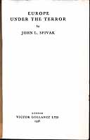 John L Spivak - Europe Under the Terror -  - KEX0304198