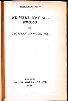 Geoffrey Le Mesurier Mander - We Were Not all Wrong / by Geoffrey Mander, M. P. -  - KEX0304209