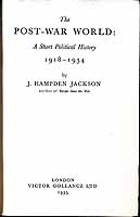 J. Hampden Jackson - The Post-War World: a Short Political History 1918-1934 -  - KEX0304222