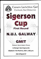  - Sigerson Cup First Round N.U.I.Galway V GMIT 14u Febhra 2001 Official Programme -  - KEX0307506