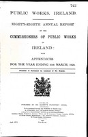  - Eighty-Eight Report of the Commissioners of Public Works In ireland with Appendices for the year ending 31st march 1920 -  - KEX0309213