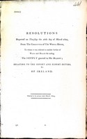  - Resolutions Reported on Thursday the 26th day of March 1807 from The Committee of the Whole House,to whom it was referred to condiider further of Ways and Means for rating The Supply granted to his Majesty; relating to the Import and Export Duties of Ire -  - KEX0309685