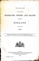  - Table of the Number of marriages, Births and Deaths registered in England in the year 1879 -  - KEX0309716