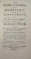 [Thomas Edwards] - The Canons of Criticism and Glossary, Being a Supplement to Mr.Warburton's Edition of Shakespear. Collected from the notes in that celebrated work, and proper to be bound up with it -  - KHS0027593