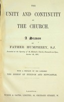 Father Humphrey - The Unity And Continuity Of The Church ~ A Sermon -  - KON0770220